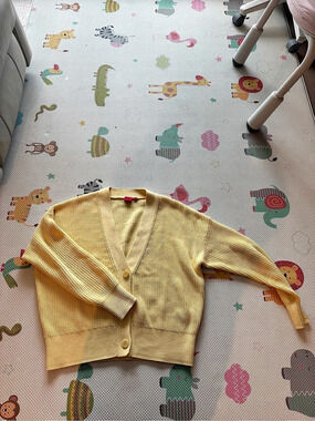 Yellow Button-Front Cardigan Like New